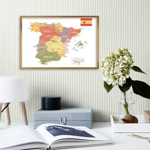 59*42cm 스페인 벽 아트 포스터의 스페인지도 친환경 캔버스 회화 거실 홈 인테리어 여행 학교 용품