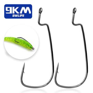 Ewg 후크 50Pcs 배스 낚시 텍사스 리그 후크 넓은 간격 오프셋 웜 낚시 후크 바닷물 낚시 오프셋 후크 민물 10~8/0 #