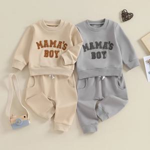 2023-09-20 Lioraitiin 0-3Y 신생아 유아 소년 가을 겨울 복장 편지 Crewneck 운동복 캐주얼 바지 세트 2Pcs 의류