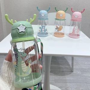 사랑스러운 Antler 어린이 물 Sippy 컵 빨대와 크리 에이 티브 만화 아기 컵 Leakproof 물병 야외 어린이 컵 BPA 무료