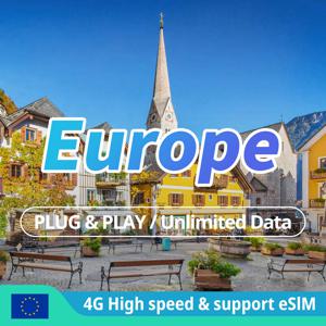 유럽 선불 SIM 카드, 4G eSIM 무제한 인터넷 SIM 카드, 여행 데이터 SIM 카드, 터키 영국 이탈리아 스페인 프랑스