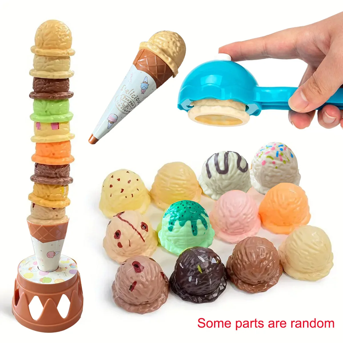 어린이 시뮬레이션 음식 주방 장난감 lceCream 스택 놀이 어린이 PlayToys 아기 선물을위한 교육 장난감 척
