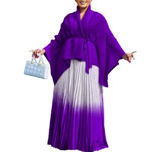 Dashiki 여성용 아프리카 의류, 2024 아프리카 긴팔, V넥 폴리에스터 탑, 긴 스커트, 매칭 세트 의상, 2 피스
