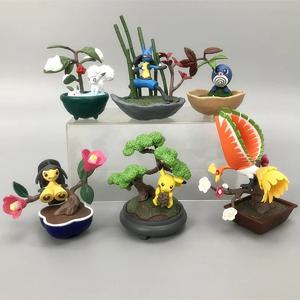 Re-ment 포켓몬 피카추 Vulpix Ho-Oh Poliwag Mawile Lucario 화분 그림 모델 블라인드 박스 장난감 컬렉션 장식품 선물
