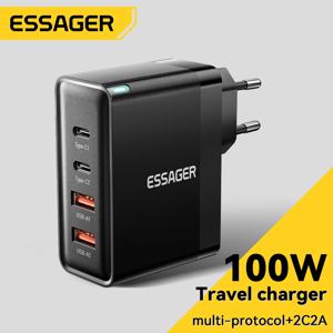 Essager 100W GaN USB 유형 C Caricabatterie PD QC 빠른 충전 4.0 3.0 유형 C Ricarica Rapida Per iPhone 16 15 14 Xiaomi Macbook