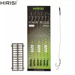 Hirisi 잉어 낚시 액세서리 헤어 리그 낚시 후크 세트, 준비된 타이 리깅, 낚싯줄, Boilie 후크, TS113, 6 개