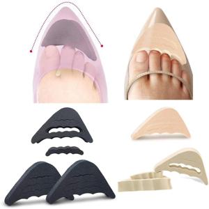 2 쌍 발가락 플러그 소프트 하프 안창, 재사용 가능한 발가락 폼 채워진 안창 조정 가능한 대형 발 지지 쿠션 남여 깔창