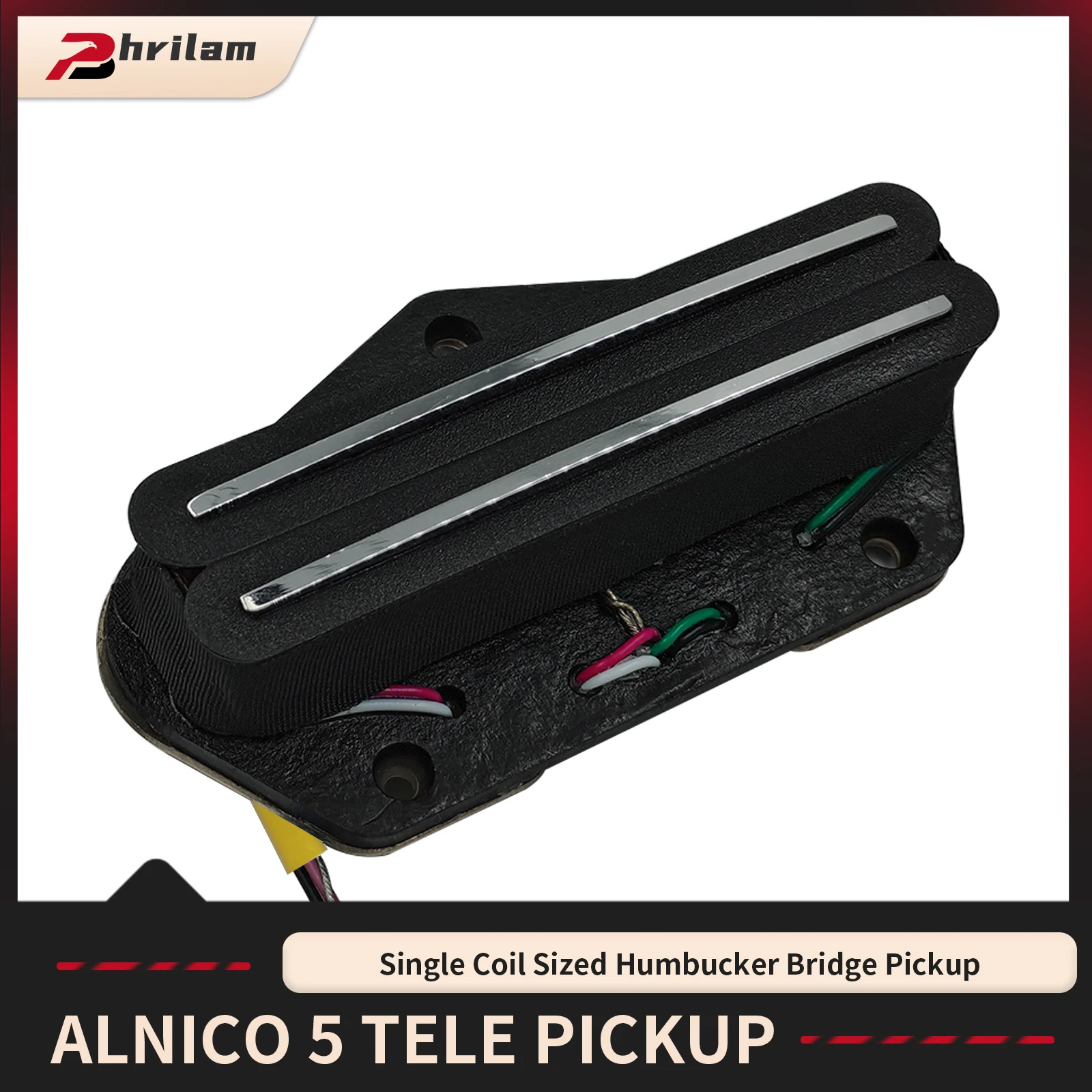 PHRILAM Alnico5 핫 레일 텔레 픽업 싱글 코일 크기 험버커 브릿지 픽업 6.2/9.0/12K 펜더 텔레 캐스터 일렉트릭 기타 용