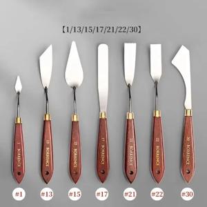 1/3/7Pcs 유화 칼 세트 나무 손잡이 스테인레스 스틸 주걱 아트 편지지 페인트 크림 스크레이퍼 안료 도구 용품
