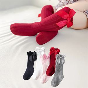 아기 어린 소녀 통기성 양말 귀여운 Bowknot 무릎 높은 어린이 튜브 양말 패션 활 솔리드 컬러 키즈 양말