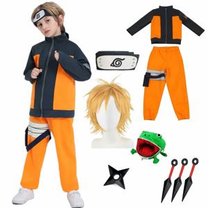 Anime Kids Uzumaki Akatsuki 코스프레 소년 소녀 Uzumaki 자켓 바지 머리띠 개구리 지갑 아동복 Kunai 할로윈 의상
