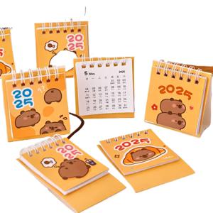 2025 Capybara 만화 달력 간단한 책상 상쾌한 미니 데스크탑 노트 코일 달력 도서 사무실 학교 용품 크리스마스 선물
