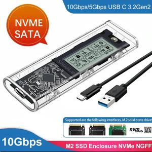 M.2 SSD 인클로저 NVME NGFF 듀얼 프로토콜 솔리드 스테이트 드라이브 케이스, 지능형 디지털 건강 감지, USB C 3.2 Gen2 어댑터 ,M.2 SSD Enclosure NVME/NGFF Dual Protocol Solid State Drive Case Intelligent Digital Health Detection USB C 3.2Gen2 Adapter