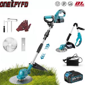 브러시리스 9 인치 전기 잔디 깎는 기계 무선 정원 잔디 절단 트리머 Makita 18V 배터리 용 접이식 잡초 도구