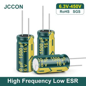 JCCON 알루미늄 커패시터 6.3V 10V 16V 25V 35V 50V 63V 100V 400V 450V 100UF 220UF 330UF 680UF 1000UF 470UF 고주파 저 ESR