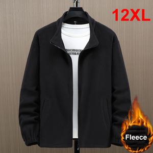 솔리드 컬러 폴라 플리스 자켓 남성 겨울 Thcik 따뜻한 플리스 자켓 코트 플러스 사이즈 12XL 패션 캐주얼 폴라 플리스 코트 남성