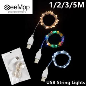 USB LED 문자열 조명 1/2/3/5M 실버 와이어 갈 랜드 빛 방수 요정 조명 크리스마스 웨딩 홀리데이 파티 장식