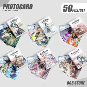 50Pcs Genshin 게임 캐릭터 Photocard Furina Neuvillette Wriothesley Kazuha Wanderer Xiao Venti 선물 컬렉션 Lomo 카드 상자