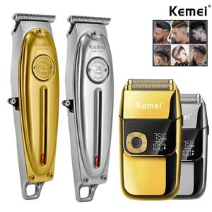 Kemei KM-1949 모든 금속 전기 헤어 클리퍼, KM-2028 충전식 남성용 면도기, 전문 무선 트리머, 골드 또는 실버