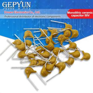 100pcs 다층 세라믹 커패시터 PLR 50V (100~106) 10pF~10uF 102 103 104 105 22pF 1nF 10nF 100nF 0.01uF 0.1uF 1uF P=5.08mm
