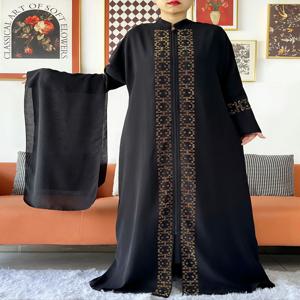 2024 이슬람 라마단 Tranditional 터틀넥 긴 소매 드레스 여성 카디건 오픈 Abaya 두바이 Caftan 이슬람 기모노 옷
