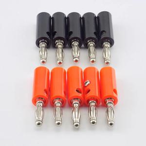 1/10pcs 4mm 바나나 플레이트 플러그 커넥터 오디오 스피커 용 빨간색과 검은 색 솔더리스 비디오 뮤지컬 DIY 커넥터