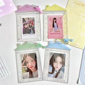 INS 스타일 카와이 하우스 모양의 사진 카드 홀더 3 인치 사진 K-Pop 아이돌 포토 카드 홀더 보호 커버 케이스 ID 카드 커버