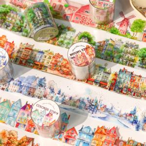 Journamm 45mm * 2m PET 테이프 유럽 성 테마 장식 정크 저널 DIY Scrapbooking 학교 용품 콜라주 테이프