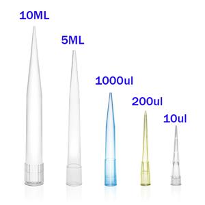 실험실 피펫 팁 10ul 200ul 1000ul 5ML 10ML 마이크로 피펫 일회용 플라스틱 피펫 팁 과학 실험 장비