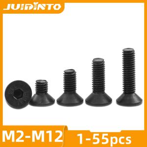JUIDINTO 2-50pcs 플랫 헤드 알렌 나사 M2 M2.5 M3 M4 M5 M6 M8 12.9 가구용 탄소강 육각 소켓 플랫 헤드 나사 볼트