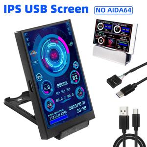 컴퓨터 CPU GPU RAM HDD 모니터 용 3.5 인치 IPS 유형 C 보조 화면 USB 디스플레이 USB Windows 10 11 용 AIDA64 LCD 없음