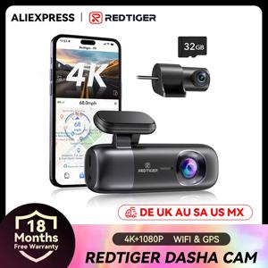 REDTIGER F9 Dash Cam 4K 전면 및 후면 WiFi GPS 자동차 카메라 주차 모드 자동차 Dvr 앱 제어로 야간 투시경 자동차 레코더