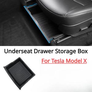 Tesla Model X 2018-2023 용 언더 시트 보관함 자동차 서랍 TPE 숨겨진 서랍 유형 보관함 자동차 인테리어 액세서리