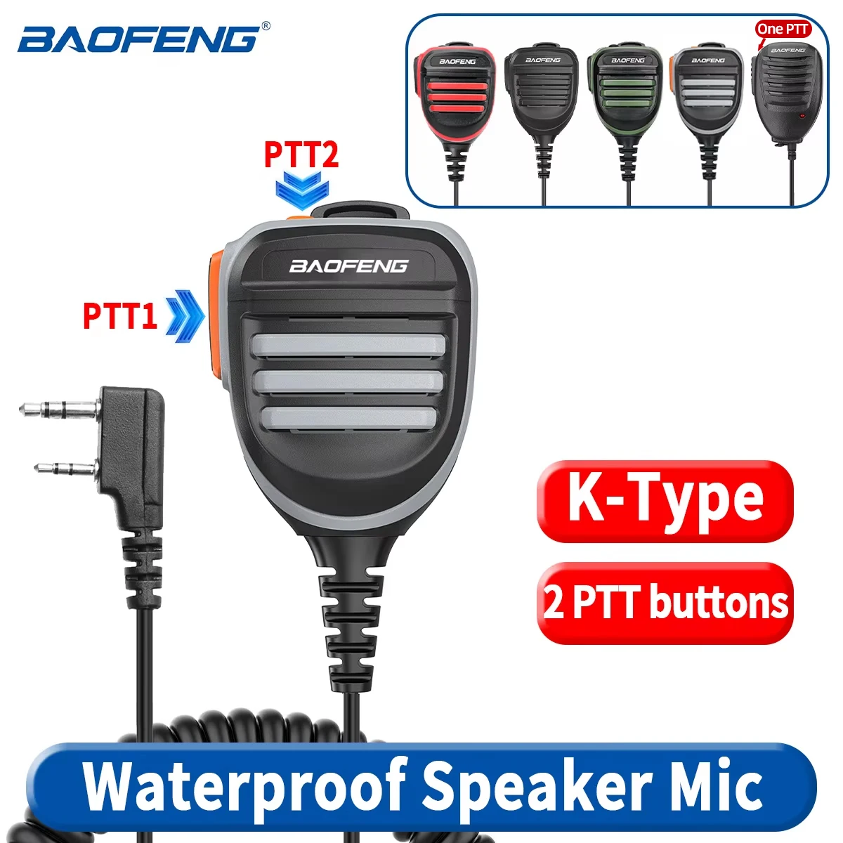 BaoFeng 워키토키 BF-780 Quansheng UV-K5 K6 Baofeng UV-5R BF-888S UV-5RH 21 17 PRO HAM 라디오용 2핀 스피커 마이크