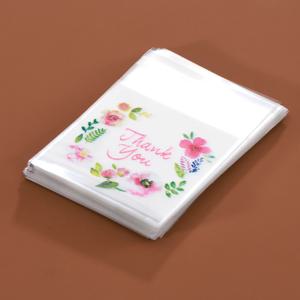 100pcs 다채로운 꽃 감사합니다 DIY 쥬얼리 디스플레이 쿠키 스토리지 선물 가방에 대한 자체 접착 가방 플라스틱 파우치 도매