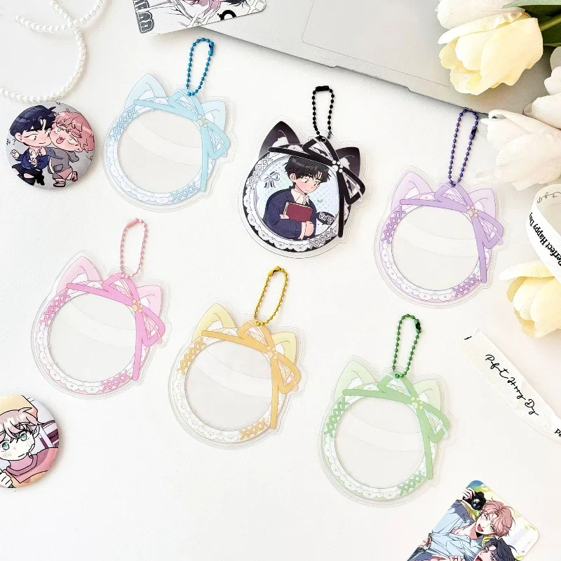 귀여운 고양이 귀 활 레이스 PVC 배지 거치대, 58mm 핀 배지, 일본 애니메이션 게임 바지 커버, 통증 가방 배낭 키 체인 펜던트