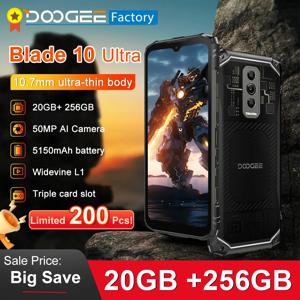 [세계 최초 공개] DOOGEE Blade 10 Ultra 스마트폰 20GB(8+12) 256GB 50MP 6.56'' 견고한 셀룰러폰 NFC 안드로이드 14 모바일 폰