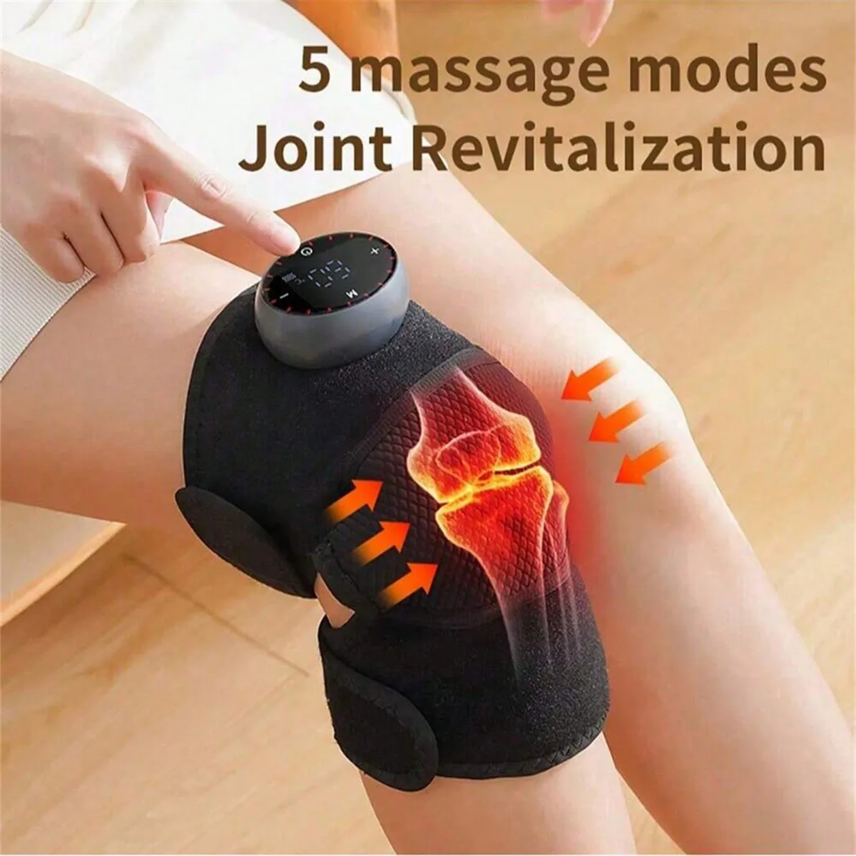 충전식 온열 무릎 마사지기, 3D 완전 온열 무릎 패드, 가열 모드 및 진동 조절 가능, 1 개