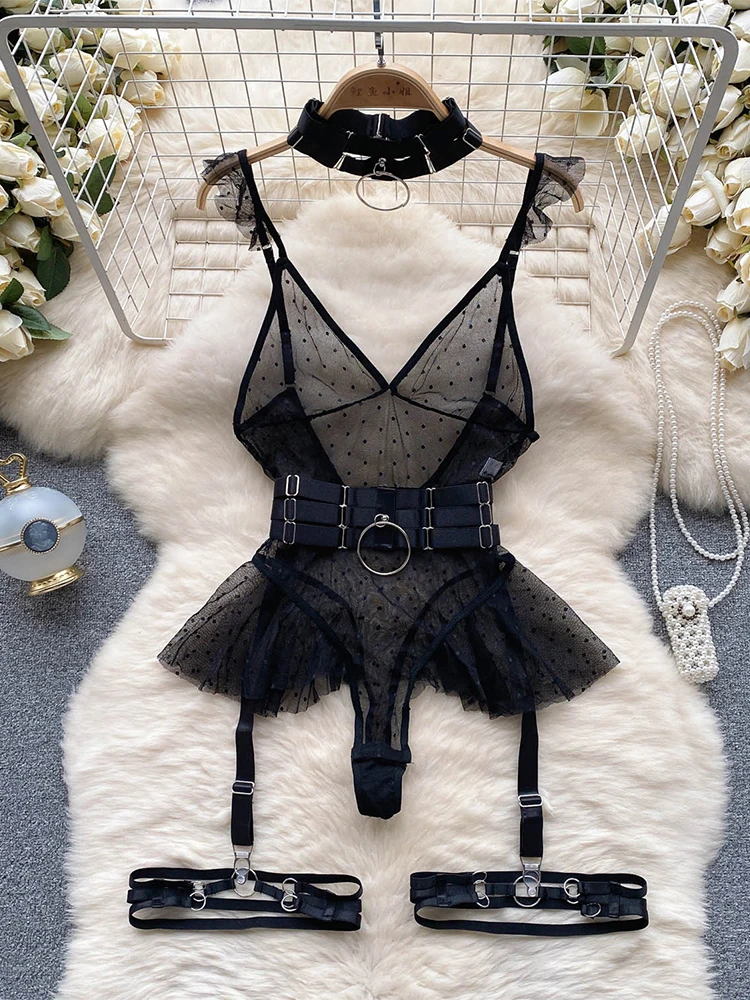 여성 스키니 레이스 Playsuits 빈티지 전체 민소매 점프 슈트 우아한 블랙 고딕 이국적인 섹시한 Rompers Coquette 의류