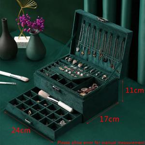 부드러운 벨벳 라이닝이있는 반지 귀걸이 및 목걸이 용 새로운 3 레이어 빈티지 Jewlery 상자 주최자 및 포장 링 보석 상자