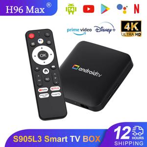Amlogic S905L3 안드로이드 14.0 H96 MAX TV 박스 4K HD 출력 2.4G/5G 듀얼 WiFi BT4.0+ 100M/Lan Google 음성 보조 스마트 Tvbox