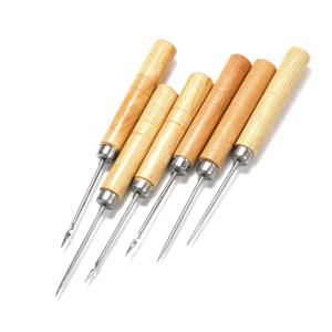 2 개/몫 나무 손잡이 바느질 송곳 손 바느질 팔찌 가죽 공예 바늘 보석 만들기 바늘 후크