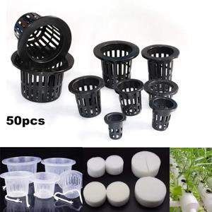 50pcs 수경 무토양 메쉬 그물 바구니 식물 채소 성장 보육 컵 냄비 스폰지 트레이 Aeroponic 채소 재배자 복제 식민지화 q1