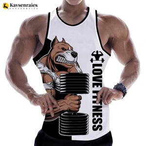 Rottweiler Love Fitness 3D 프린트 탱크 탑 동물 편지 프린트 탑 티셔츠 민소매 조끼 남성 하라주쿠 streetwear GYM 티셔츠