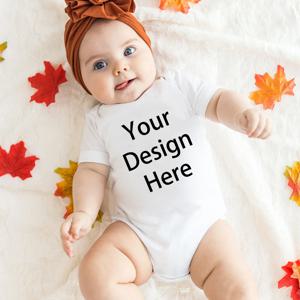 개인화 된 아기 Romper 사용자 정의 사진 이름 유아 Bodysuit 짧은 소매 크루 넥 Jumpsuit 아기에게 기념 선물