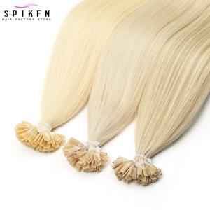 SPIKFN 케라틴 퓨전 V 팁 인모 연장, 스트레이트 12 인치-24 인치 천연 기계, 레미 헤어 온 캡슐, 핫 글루 헤어 익스텐션
