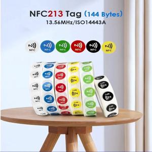6pcs NFC Ntag213 144 바이트 습식 태그 스티커 13.56MHz ISO14443A 213 칩 RFID 접착 태그 라벨 NFC 전화 6 색