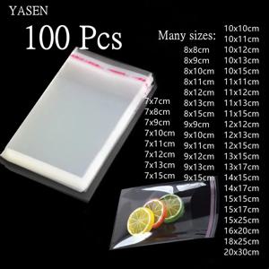 100Pcs 투명 셀프 씰링 쥬얼리 액세서리 캔디 OPP 자체 접착 가방 포장 Resealable 선물 쿠키 포장 가방