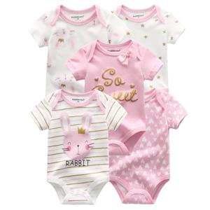 Kiddiezoom 5 개/몫 사계절 패션 만화 짧은 소매 아기 소년 소녀 바디 슈트 부드러운 100% 코튼 신생아 Onesies 의류