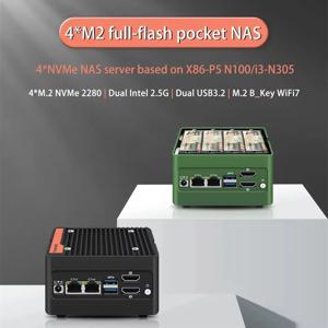 Topton X86-P5 포켓 NAS 보드 PC Intel i3-N305 N100 2xi226-V 2.5G DDR5 4800MHz 4xM.2 NVMe 방화벽 라우터 미니 PC 2xUSB3.2 2xHD